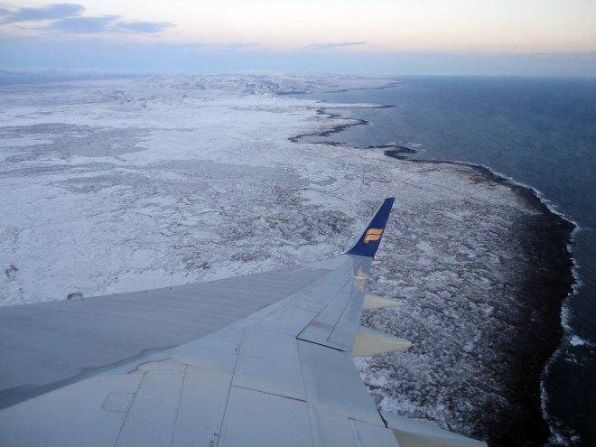 icelandair flying over iceland