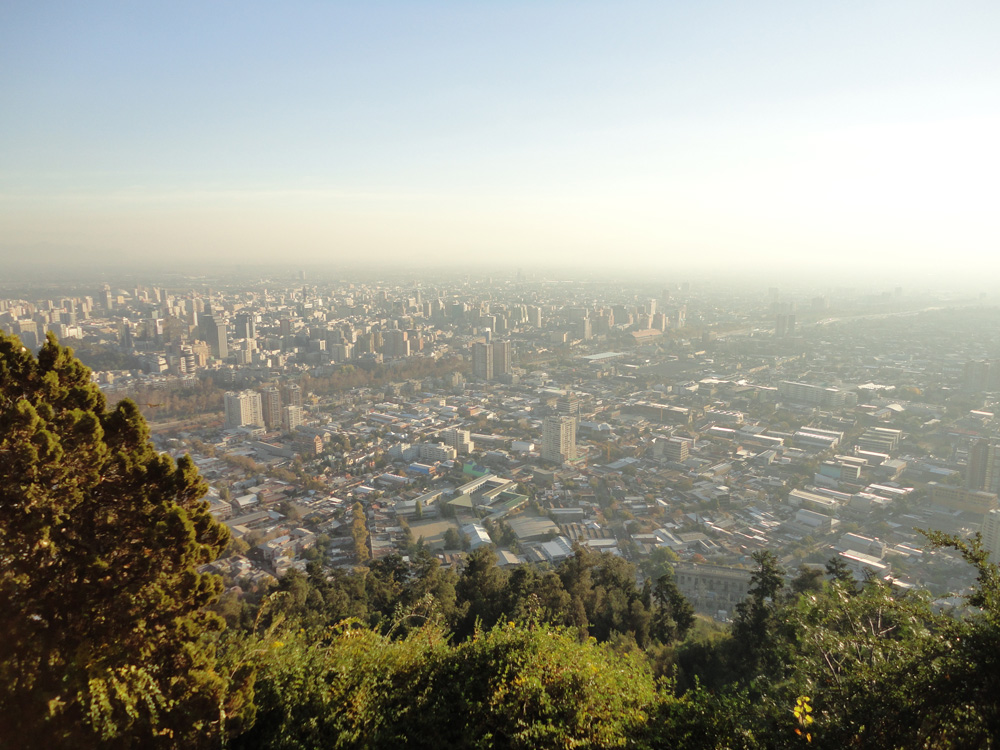 This is the view of Santiago de Chile from the top of the Mt. San Cristobal. A bit poluted, but beyond the smog you can see how big Santiago is.
